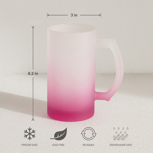 16oz Frosted Glass Beer Mug with Gradient Color Thumbnail
