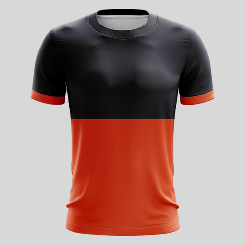 Orange Two Color Pattern Full Print Roundneck Shirt Thumbnail