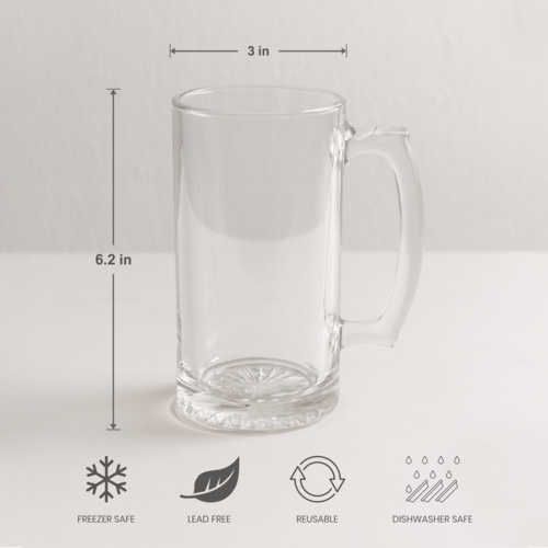 16oz Clear Glass Beer Mug Thumbnail