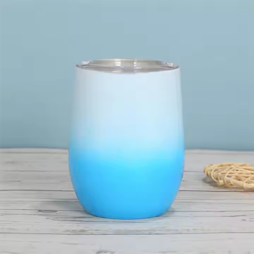 12oz Stainless Steel Stemless Wine Cup with Lid Gradient Color Thumbnail