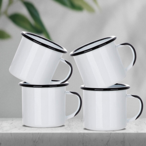 12oz Enamel Cup with Colored Rim and Handle Thumbnail