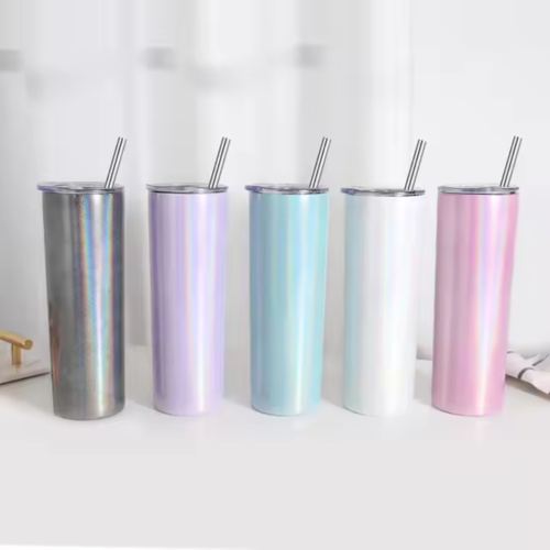 20oz Glitter Sparkling Stainless Steel Skinny Tumbler with Straw Thumbnail