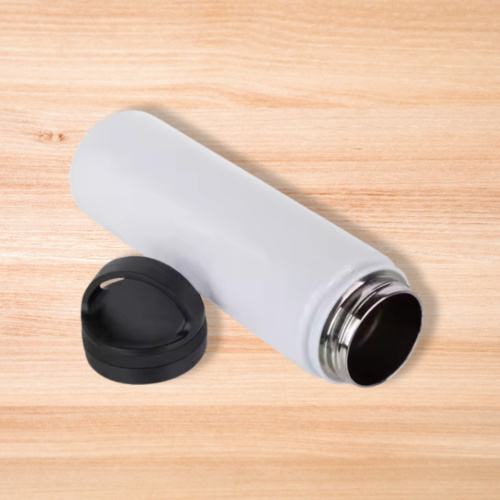 25oz Stainless Steel Flask with Portable Lid (White) Thumbnail