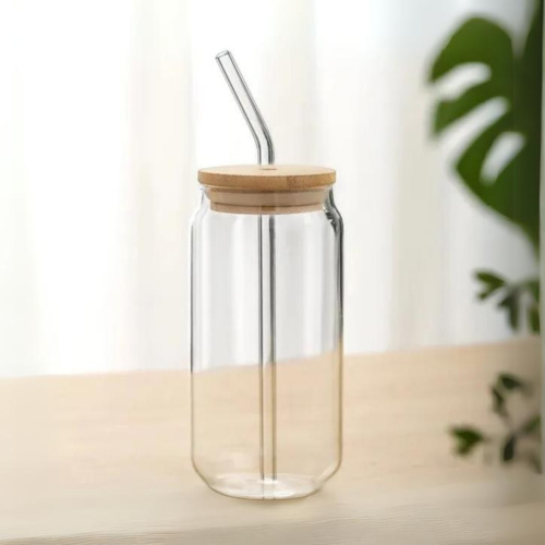 Glass Cup w/ Bamboo Lid & Straw 350/500ml Thumbnail