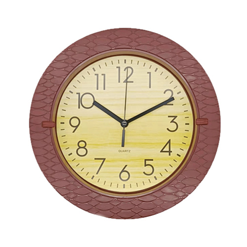 8.5" Wood Design Wall Clock Brown Thumbnail