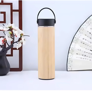 Bamboo Tumbler w/ Plastic Lid & Rubber Handle  450ml Thumbnail