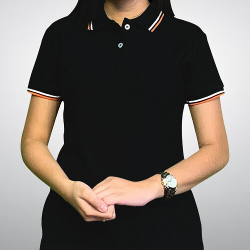 Transfer It! 2 Tone Polo Shirt - Black Body (Ladies) Thumbnail