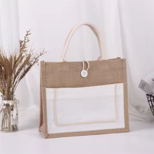 Burlap Bag w/ White Panel Thumbnail