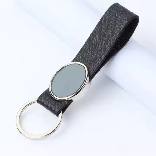 Strip Oval Leather Keychain Thumbnail
