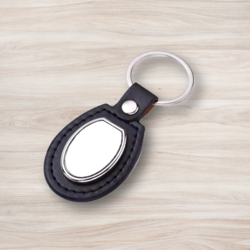 Oval Leather Keychain Thumbnail