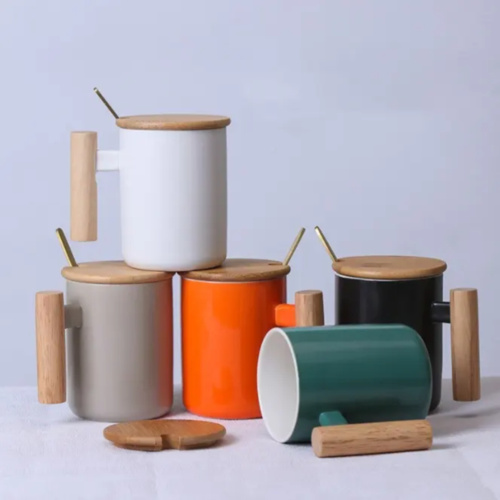 380ml Nordic Style Ceramic Mug w/ Bamboo Lid Thumbnail