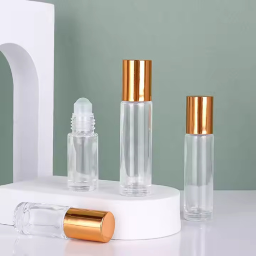 10ml Clear Glass Roller bottle Metallic Cap Thumbnail