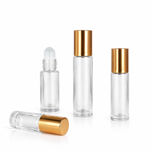 10ml Clear Glass Roller bottle Metallic Cap Thumbnail