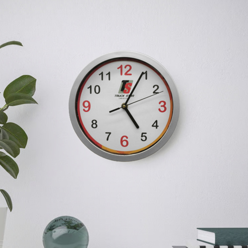 9" Silver Round Wall Clock Thumbnail