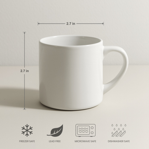 6oz Ceramic White Mug Thumbnail