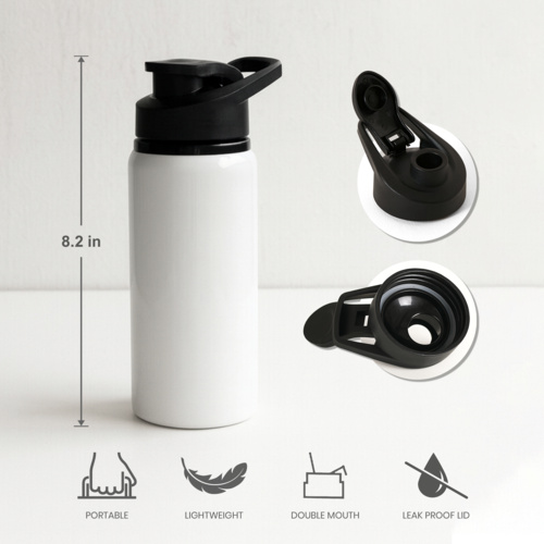 600ml Aluminun Bottle with Black Portable Lid Thumbnail