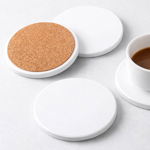 Polymer Round Coaster with Cork Thumbnail