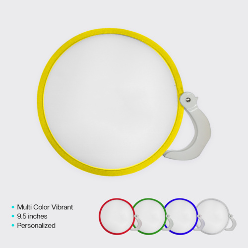 Round Foldable Fan with Colored Rim and Handle Thumbnail