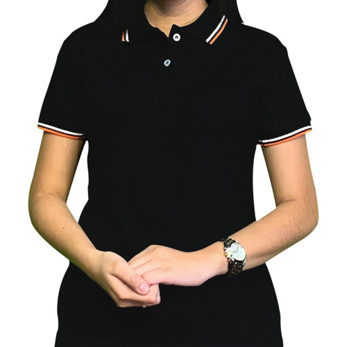 2 Tone Polo Shirt - Black Body (Ladies) Thumbnail