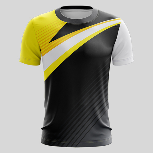 Yellow Linear Pattern Full Print Roundneck Shirt Thumbnail