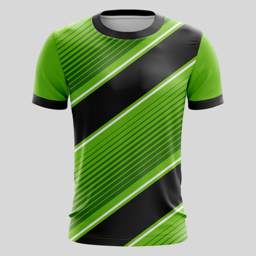 Green Linear Pattern Full Print Roundneck Shirt Thumbnail