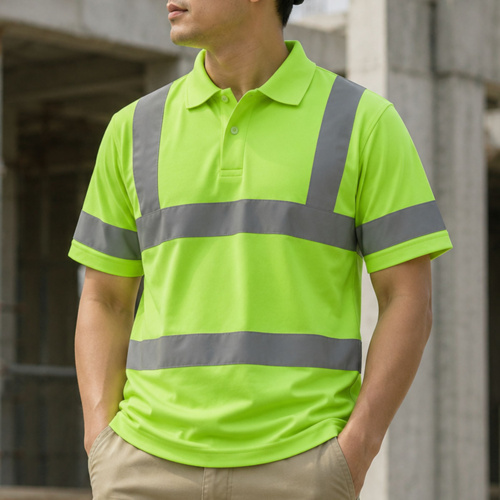 Safety Polo Shirt with Reflector Strips Thumbnail